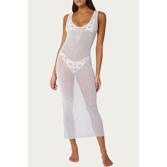 NEW WE WORE WHAT fishnet maxi dress in white - Picture 1 of 4